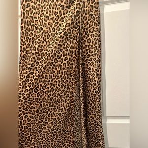 leopard silk skirt w/ high slit